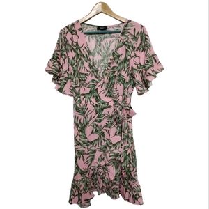 Vici Palm Ruffle Wrap Dress